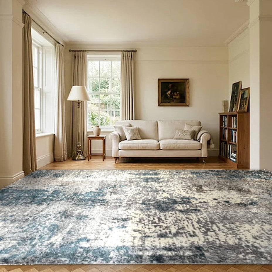 Room view: the rug on the floor of a furnished room