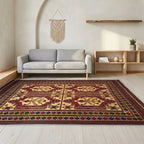Room view: the rug on the floor of a furnished room