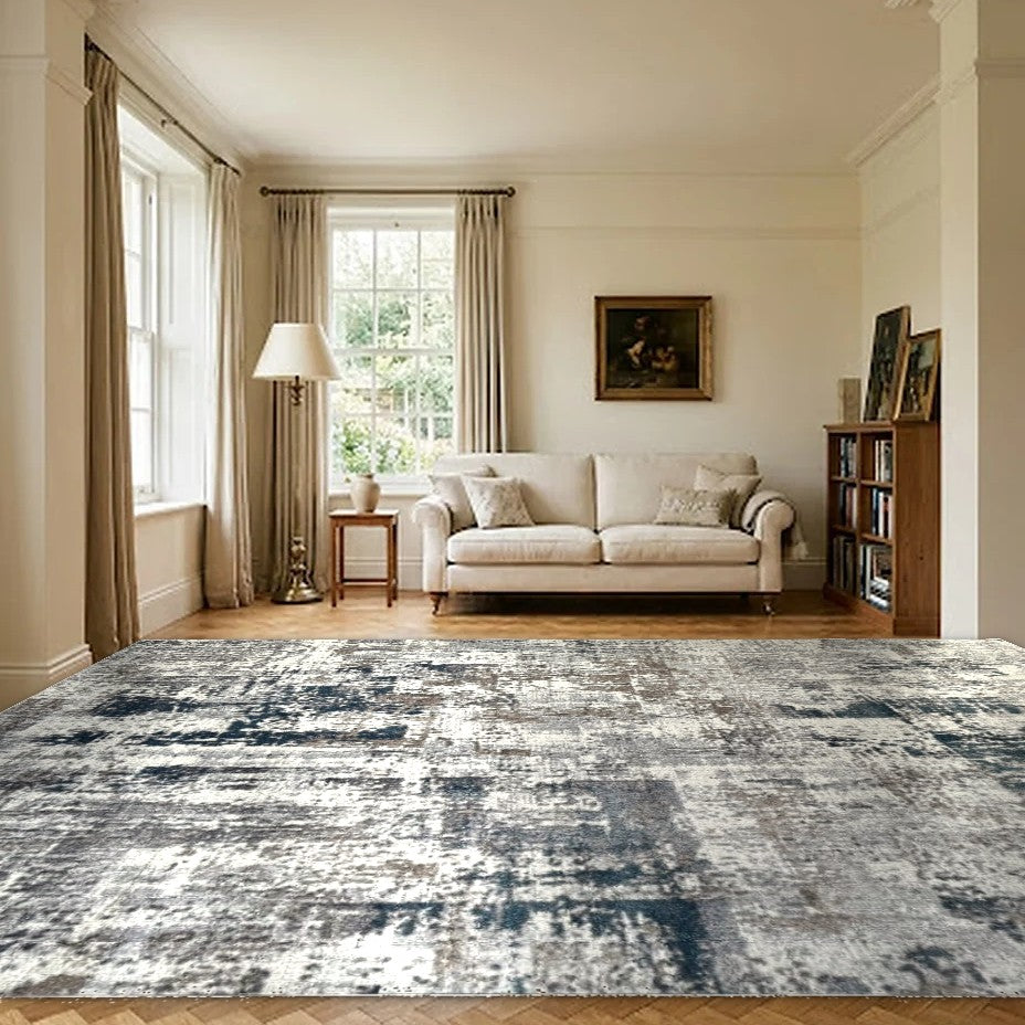 Room view: the rug on the floor of a furnished room