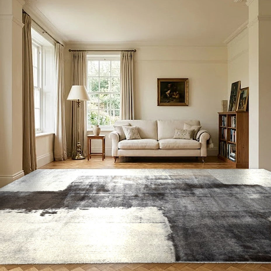 Room view: the rug on the floor of a furnished room