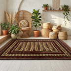 Room view: the rug on the floor of a furnished room