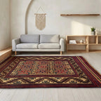 Room view: the rug on the floor of a furnished room