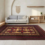 Room view: the rug on the floor of a furnished room
