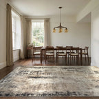 Room view: the rug on the floor of a furnished room