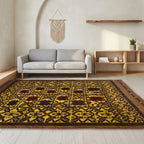 Room view: the rug on the floor of a furnished room