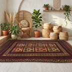 Room view: the rug on the floor of a furnished room