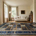 Room view: the rug on the floor of a furnished room
