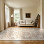 Room view: the rug on the floor of a furnished room