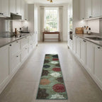 Room view: the rug on the floor of a furnished room