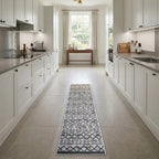 Room view: the rug on the floor of a furnished room