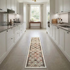 Room view: the rug on the floor of a furnished room