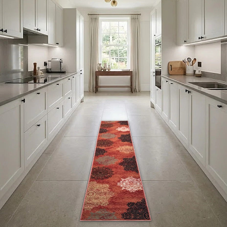 Room view: the rug on the floor of a furnished room