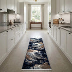 Room view: the rug on the floor of a furnished room