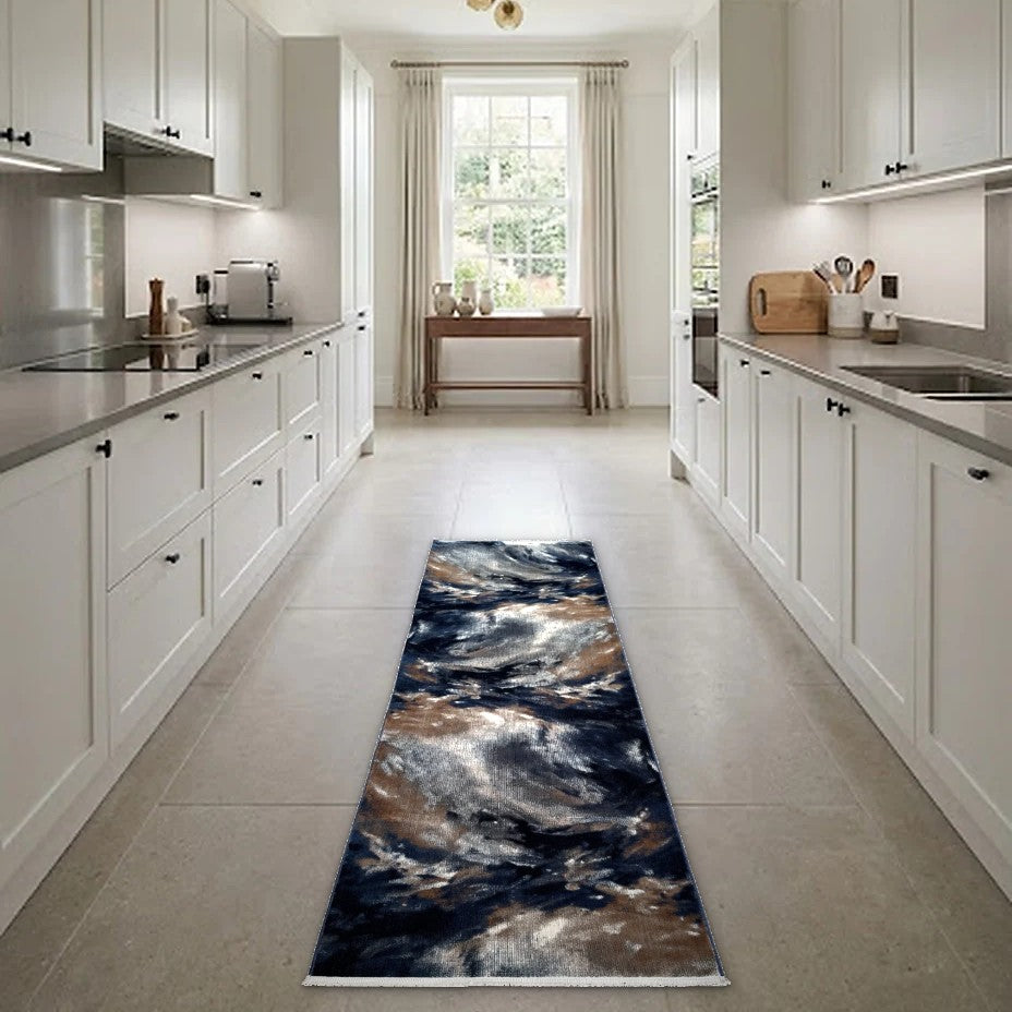 Room view: the rug on the floor of a furnished room