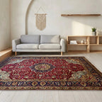 Room view: the rug on the floor of a furnished room