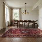 Room view: the rug on the floor of a furnished room