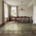 Room view: the rug on the floor of a furnished room