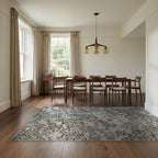 Room view: the rug on the floor of a furnished room, shown at its real size