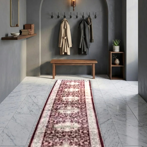 Room view: the rug on the floor of a furnished room, shown at its real size