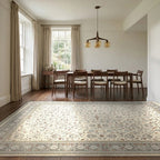 Room view: the rug on the floor of a furnished room, shown at its real size