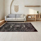 Room view: the rug on the floor of a furnished room, shown at its real size