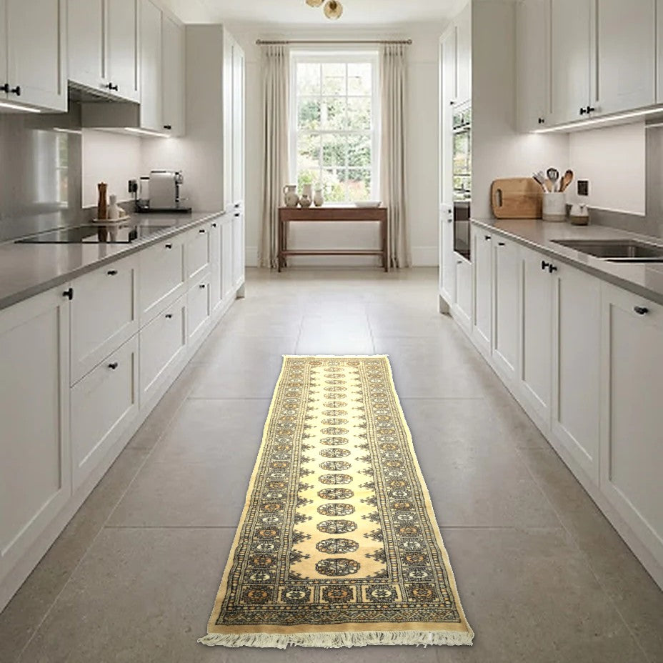 Room view: the rug on the floor of a furnished room, shown at its real size