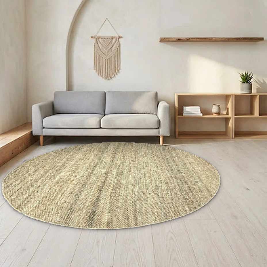Room view: the rug on the floor of a furnished room, shown at its real size