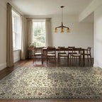 Room view: the rug on the floor of a furnished room, shown at its real size