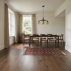 Room view: the rug on the floor of a furnished room, shown at its real size