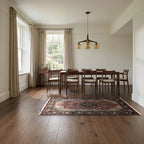 Room view: the rug on the floor of a furnished room, shown at its real size