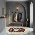 Room view: the rug on the floor of a furnished room, shown at its real size