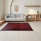 Room view: the rug on the floor of a furnished room, shown at its real size