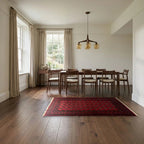 Room view: the rug on the floor of a furnished room, shown at its real size