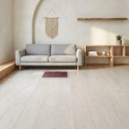 Room view: the rug on the floor of a furnished room, shown at its real size