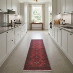 Room view: the rug on the floor of a furnished room, shown at its real size