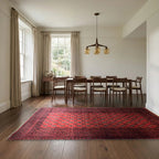 Room view: the rug on the floor of a furnished room, shown at its real size