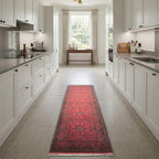 Room view: the rug on the floor of a furnished room, shown at its real size