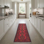 Room view: the rug on the floor of a furnished room, shown at its real size