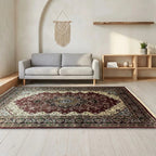 Room view: the rug on the floor of a furnished room, shown at its real size