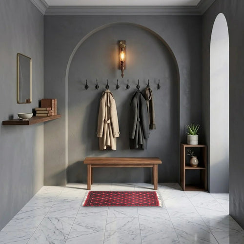 Room view: the rug on the floor of a furnished room, shown at its real size