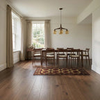 Room view: the rug on the floor of a furnished room, shown at its real size