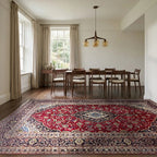 Room view: the rug on the floor of a furnished room, shown at its real size
