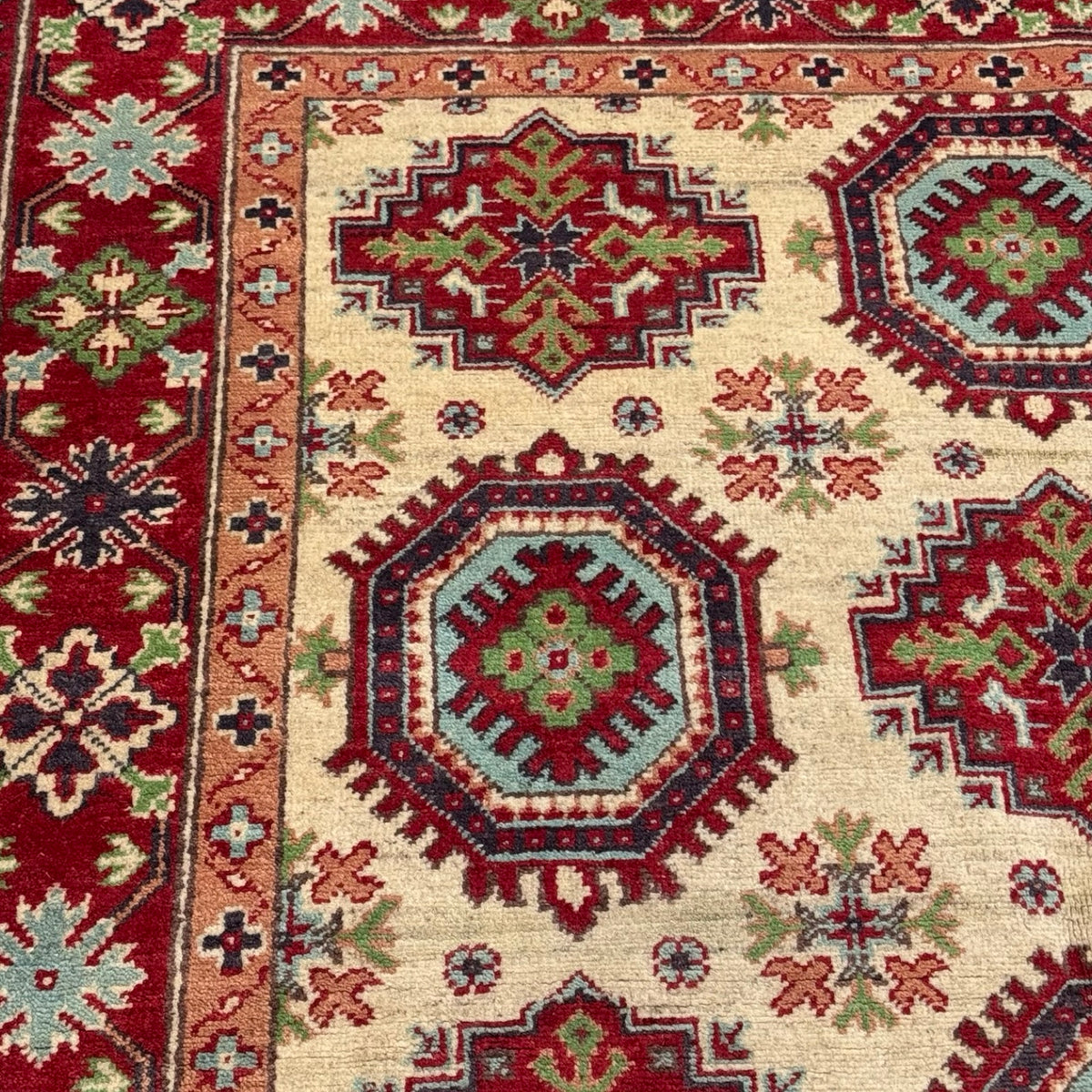 197 x 146 cm Hand Knotted Afghan Kazak – Wool Rug
