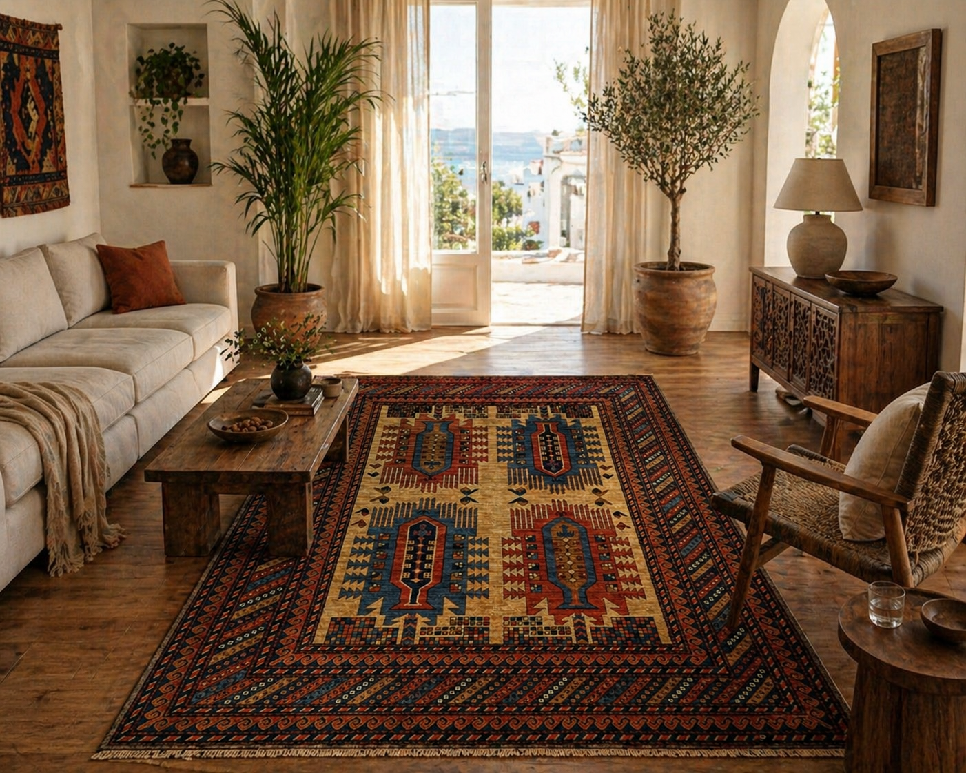 285 x 172 cm Hand-Knotted Afghan Turkmen Tribal Rug