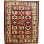 223 x 182 cm Hand Knotted Afghan Kazak Wool Rug