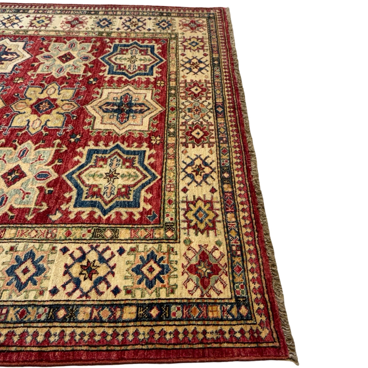 223 x 182 cm Hand Knotted Afghan Kazak Wool Rug