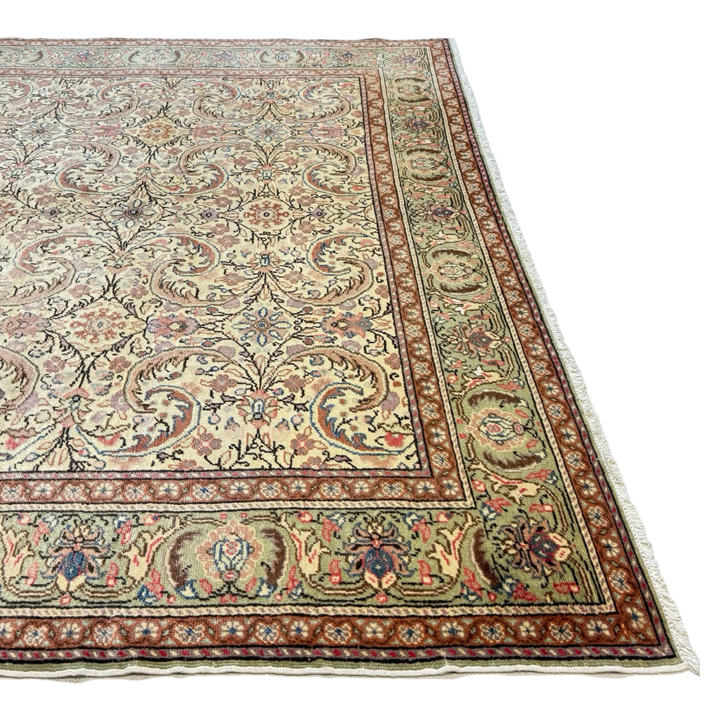 289 x 198 cm Hand-Knotted Turkish Vintage Oushak Wool Rug
