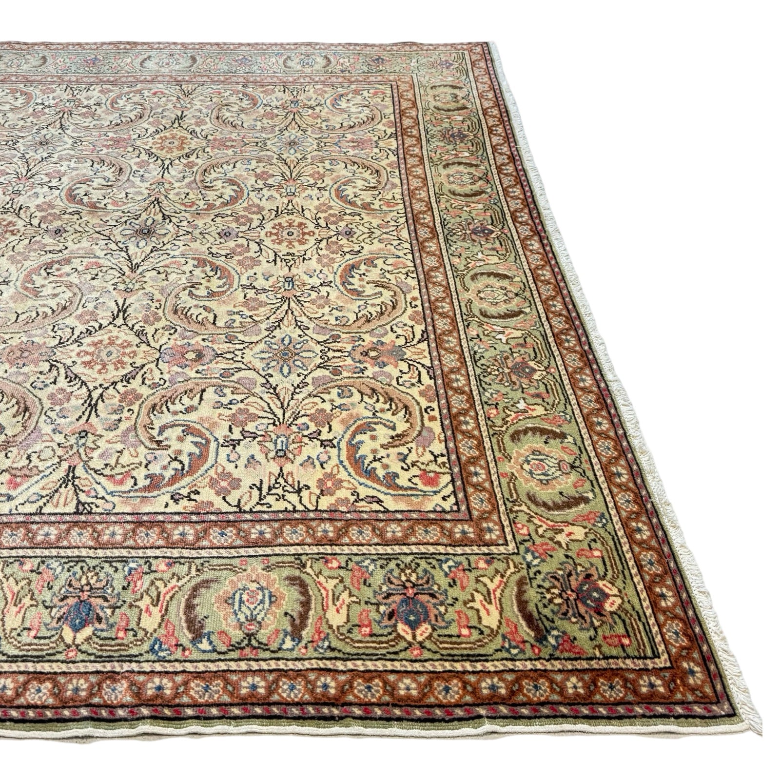 289 x 198 cm Hand-Knotted Turkish Vintage Oushak Wool Rug