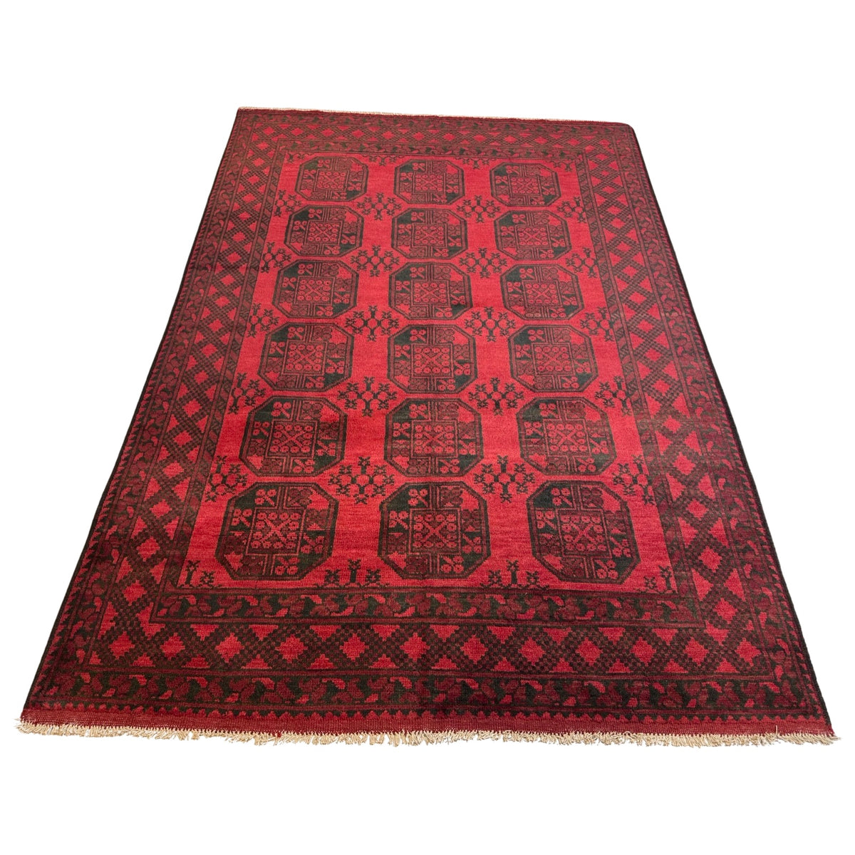 280 x 190 cm Hand Knotted Afghan Akche – Wool Rug