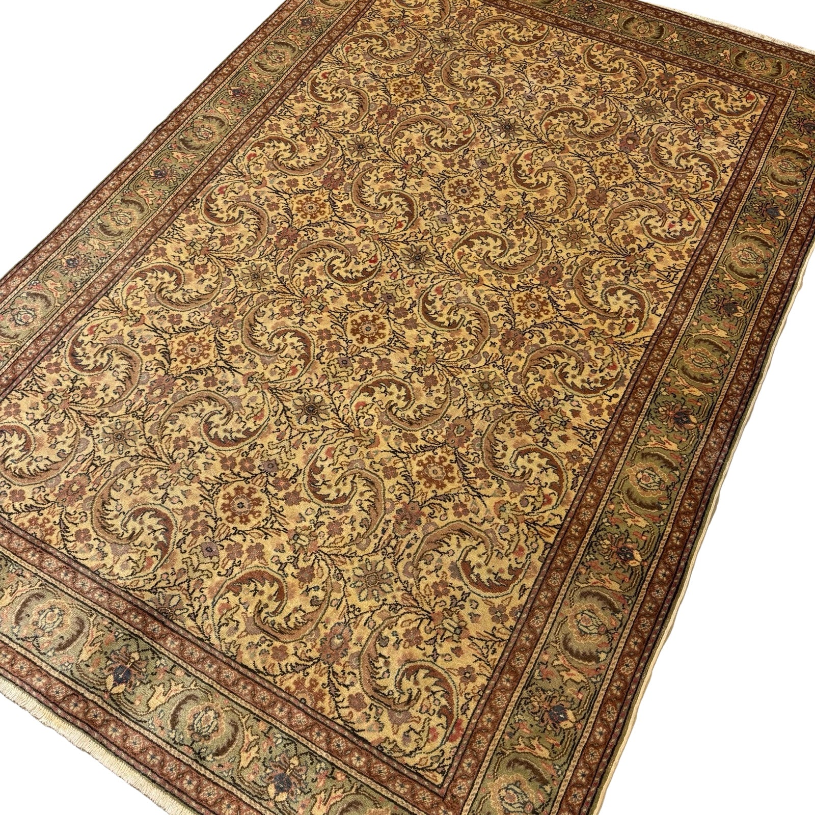 289 x 198 cm Hand-Knotted Turkish Vintage Oushak Wool Rug